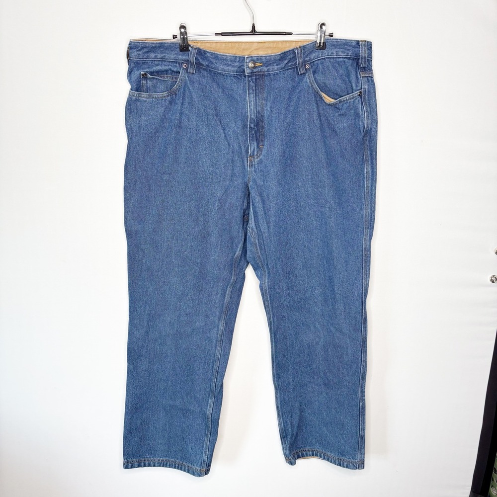 Duluth Trading Co Mens Relaxed Fit Blue‎ Denim Work Jeans 42x32 Medium Wash